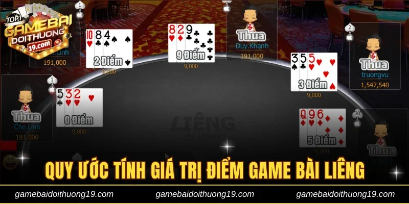 Quy ước tính giá trị điểm game bài Liêng