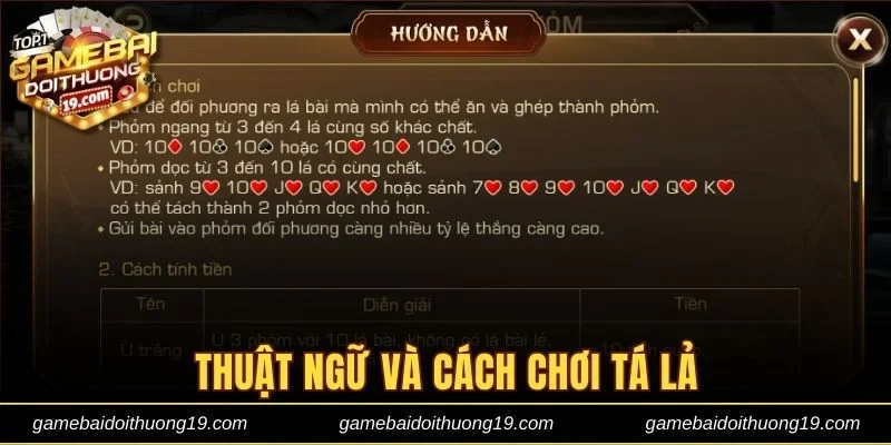 Thuật ngữ, cách chơi và luật tính điểm game bài Tá Lả